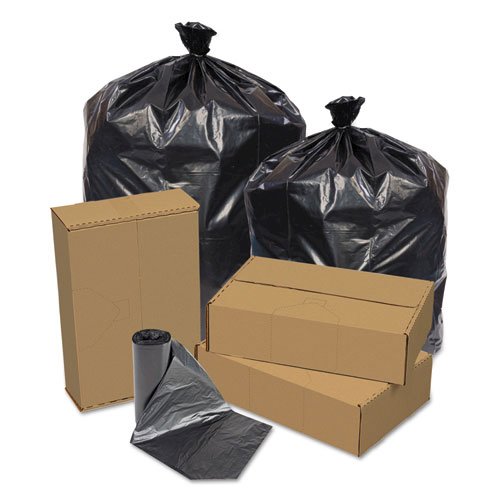 Eco Strong Can Liners, 45 gal, 1.5 mil, 40" x 46", Black, 100/Carton. Picture 1