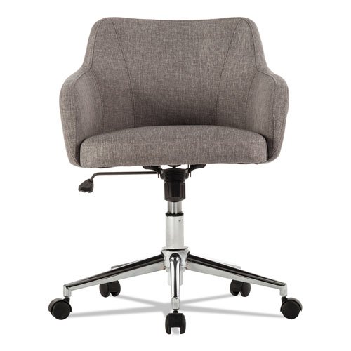 Alera Captain Series Mid-Back Chair, Supports Up to 275 lb, 17.5" to 20.5" Seat Height, Gray Tweed Seat/Back, Chrome Base. Picture 2