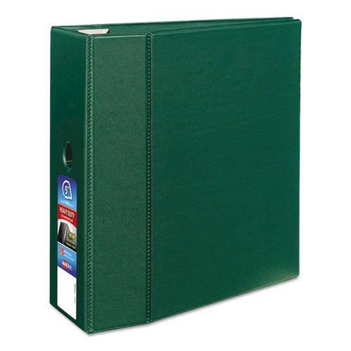 Heavy-Duty Non-View Binder with DuraHinge, Locking One Touch EZD Rings and Thumb Notch, 3 Rings, 5" Capacity, 11 x 8.5, Green. Picture 1