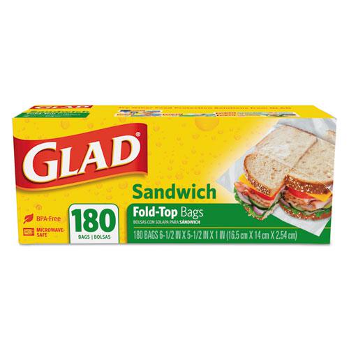 Fold-Top Sandwich Bags, 6.5" x 5.5", Clear, 180/Box, 12 Boxes/Carton. Picture 1