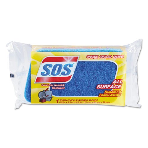 All Surface Scrubber Sponge, 2.5 x 4.5, 0.9" Thick, Dark Blue, 12/Carton. Picture 2