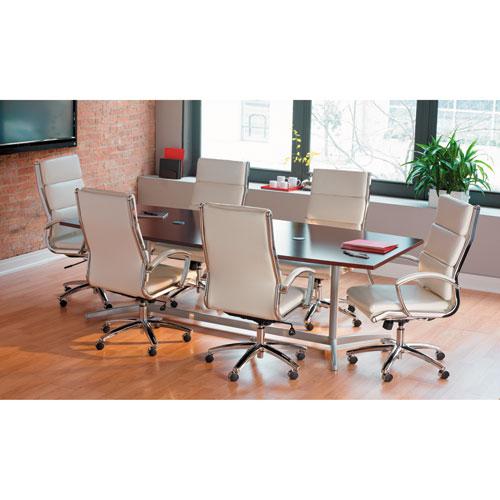 Alera Neratoli High-Back Slim Profile Chair, Faux Leather, 275 lb Cap, 17.32" to 21.25" Seat Height, White Seat/Back, Chrome. Picture 9
