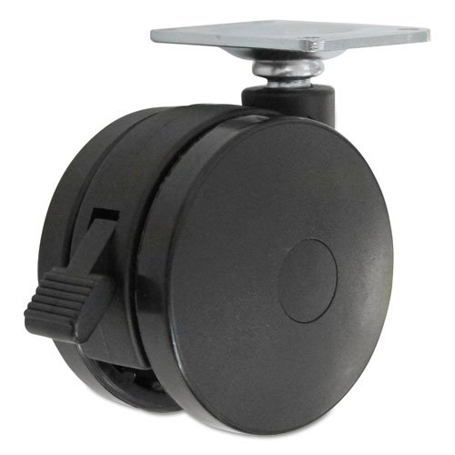 Casters for Height-Adjustable Table Bases, Grip Ring Stem, 2" Wheel, Black, 4/Set. Picture 3