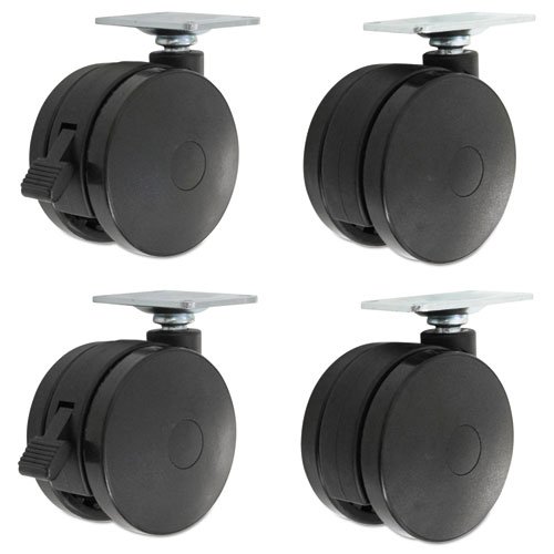 Casters for Height-Adjustable Table Bases, Grip Ring Stem, 2" Wheel, Black, 4/Set. Picture 1