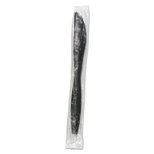 Heavyweight Wrapped Polypropylene Cutlery, Knife, Black, 1,000/Carton. Picture 1