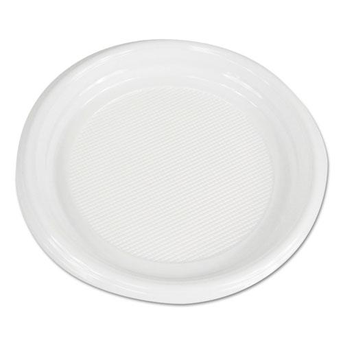 Hi-Impact Plastic Dinnerware, Plate, 9" dia, White, 500/Carton. Picture 1