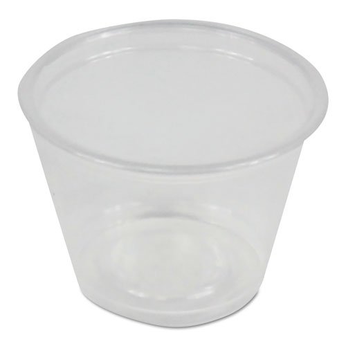 Soufflé/Portion Cups, 1 oz, Polypropylene, Clear, 20 Cups/Sleeve, 125 Sleeves/Carton. Picture 1