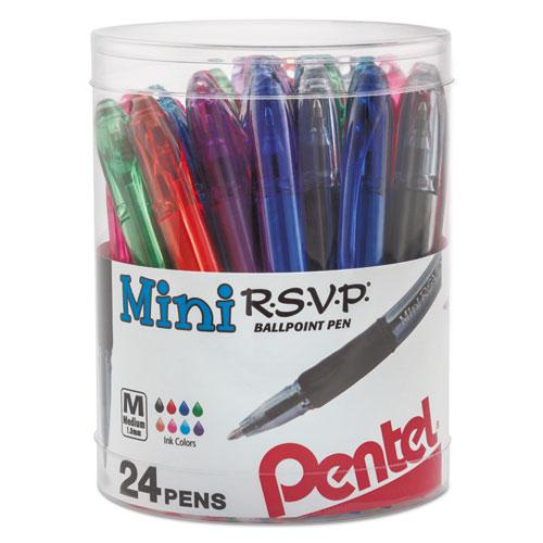 R.S.V.P. Mini Ballpoint Pen, Stick, Medium 1 mm, Assorted Ink and Barrel Colors, 24/Pack. Picture 1