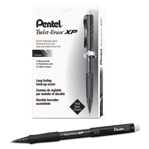Twist-Erase EXPRESS Mechanical Pencil, 0.9 mm, HB (#2), Black Lead, Black Barrel, Dozen. Picture 1