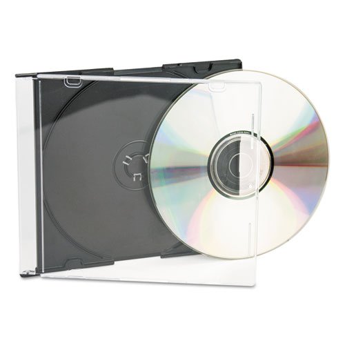 CD/DVD Slim Jewel Cases, Clear/Black, 25/Pack. Picture 5
