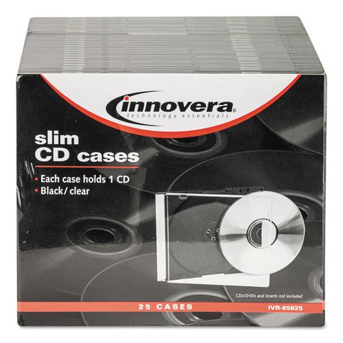 CD/DVD Slim Jewel Cases, Clear/Black, 25/Pack. Picture 6