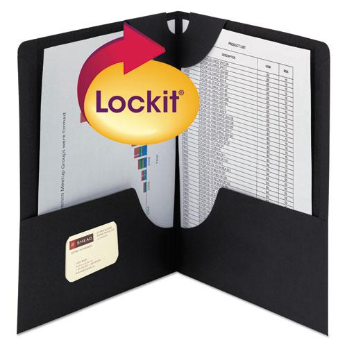 Lockit Two-Pocket Folder, Textured Paper, 11 x 8 1/2, Black, 25/Box. Picture 2