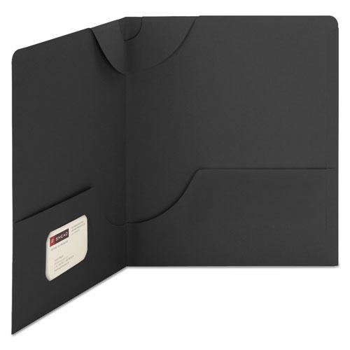 Lockit Two-Pocket Folder, Textured Paper, 11 x 8 1/2, Black, 25/Box. Picture 5