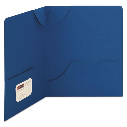 Lockit Two-Pocket Folder, Textured Paper, 11 x 8 1/2, DK Blue, 25/BX. Picture 6