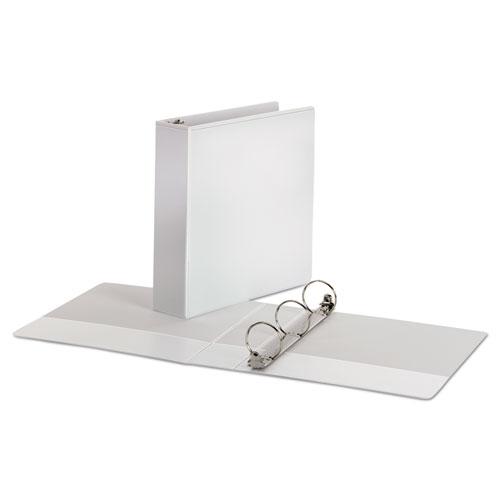 Economy Round Ring View Binder, 3 Rings, 2" Capacity, 11 x 8.5, White. Picture 2