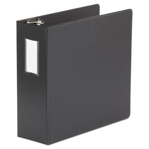 Deluxe Non-View D-Ring Binder with Label Holder, 3 Rings, 4" Capacity, 11 x 8.5, Black. Picture 8