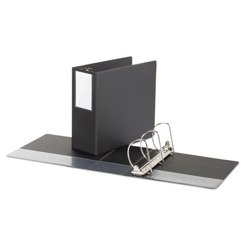 Deluxe Non-View D-Ring Binder with Label Holder, 3 Rings, 5" Capacity, 11 x 8.5, Black. Picture 2