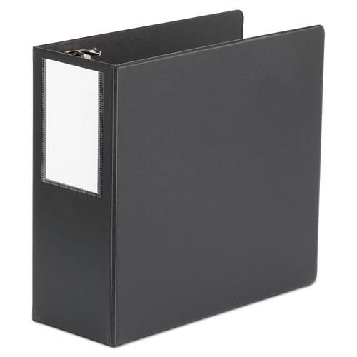 Deluxe Non-View D-Ring Binder with Label Holder, 3 Rings, 5" Capacity, 11 x 8.5, Black. Picture 1