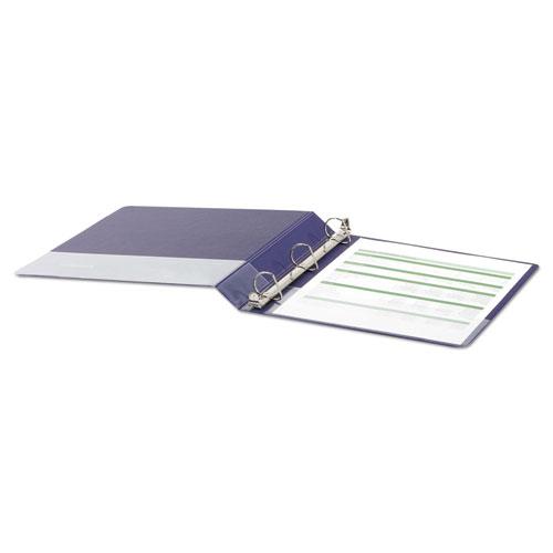 Deluxe Non-View D-Ring Binder with Label Holder, 3 Rings, 1" Capacity, 11 x 8.5, Navy Blue. Picture 3