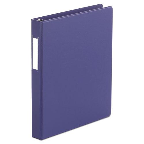 Deluxe Non-View D-Ring Binder with Label Holder, 3 Rings, 1" Capacity, 11 x 8.5, Navy Blue. The main picture.