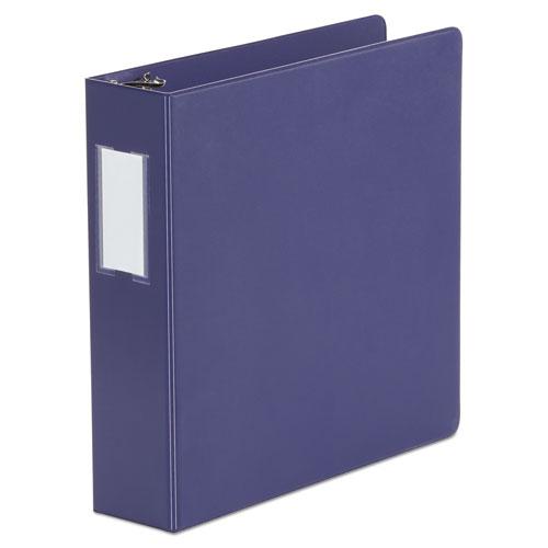 Deluxe Non-View D-Ring Binder with Label Holder, 3 Rings, 2" Capacity, 11 x 8.5, Navy Blue. Picture 1