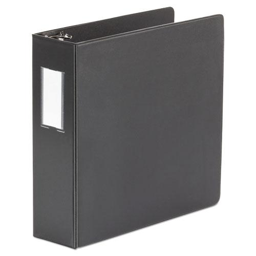 Deluxe Non-View D-Ring Binder with Label Holder, 3 Rings, 3" Capacity, 11 x 8.5, Black. The main picture.