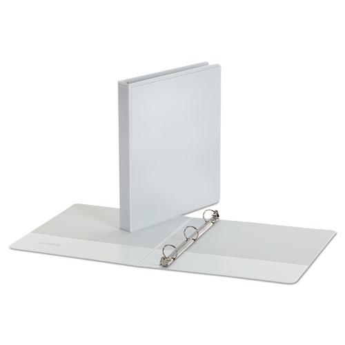 Economy Round Ring View Binder, 3 Rings, 1" Capacity, 11 x 8.5, White. Picture 2