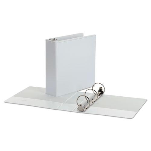 Economy Round Ring View Binder, 3 Rings, 3" Capacity, 11 x 8.5, White. Picture 2