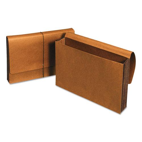 Extra Wide Expanding Wallets, 5.25" Expansion, 1 Section, Elastic Cord Closure, Legal Size, Redrope. Picture 1