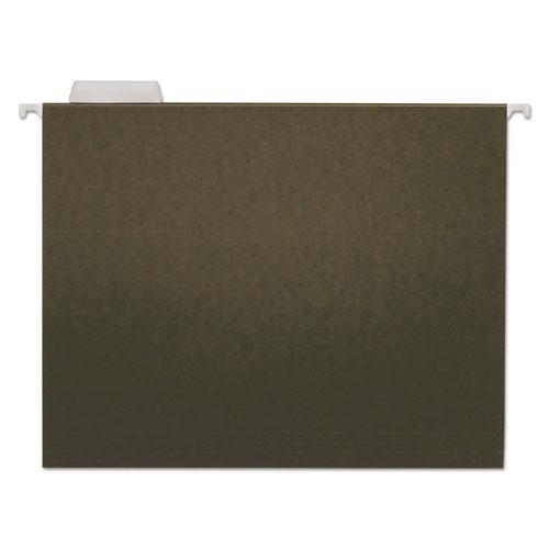 Hanging File Folders, Letter Size, 1/5-Cut Tabs, Standard Green, 25/Box. Picture 1