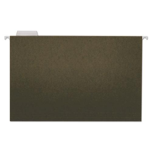 Hanging File Folders, Legal Size, 1/5-Cut Tab, Standard Green, 25/Box. Picture 1