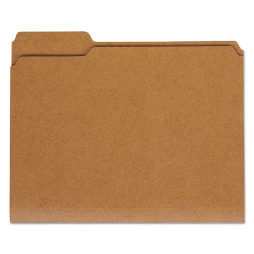 Reinforced Kraft Top Tab File Folders, 1/3-Cut Tabs: Assorted, Letter Size, 0.75" Expansion, Brown, 100/Box. The main picture.