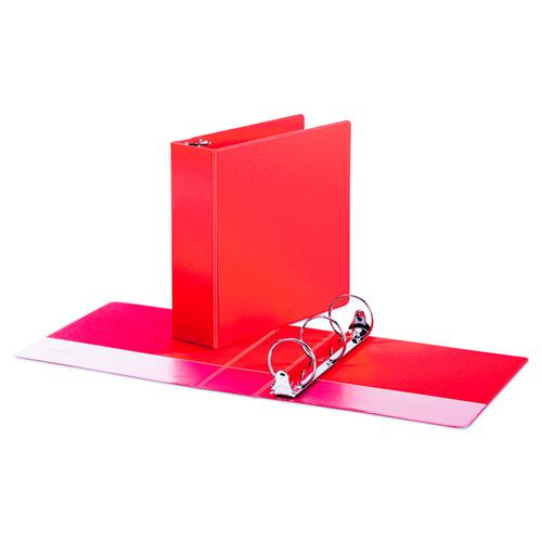 Economy Non-View Round Ring Binder, 3 Rings, 3" Capacity, 11 x 8.5, Red. Picture 2