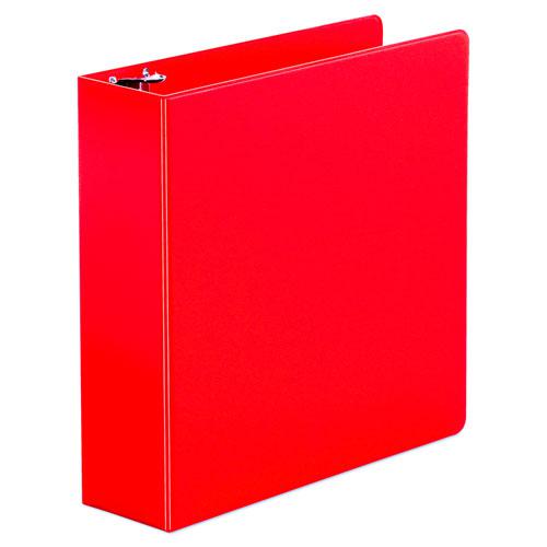 Economy Non-View Round Ring Binder, 3 Rings, 3" Capacity, 11 x 8.5, Red. Picture 1