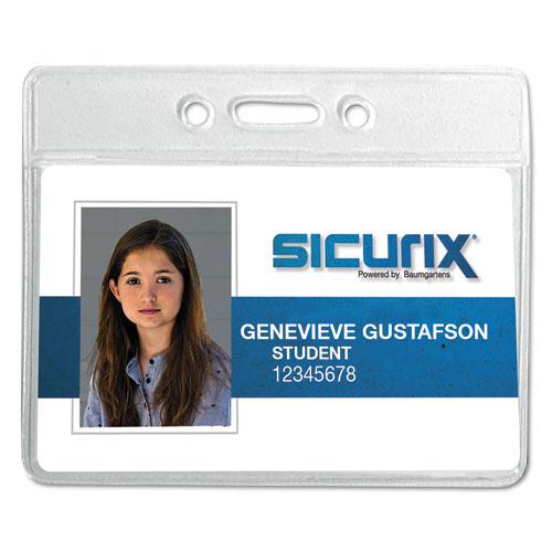SICURIX Badge Holder, Horizontal, 2.13 x 3.38, Clear, 12/Pack. Picture 2