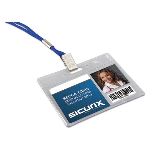 SICURIX Badge Holder, Horizontal, 2.13 x 3.38, Clear, 12/Pack. Picture 4