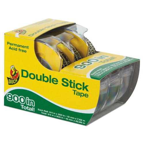 Permanent Double-Stick Tape with Dispenser, 1" Core, 0.5" x 25 ft, Clear, 3/Pack. Picture 2