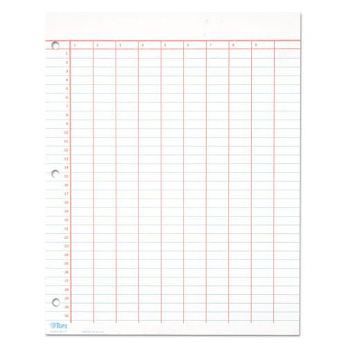 Data Pad with Numbered Column Headings, Data/Lab-Record Format, Wide/Legal Rule, 10 Columns, 8.5 x 11, White, 50 Sheets. Picture 1