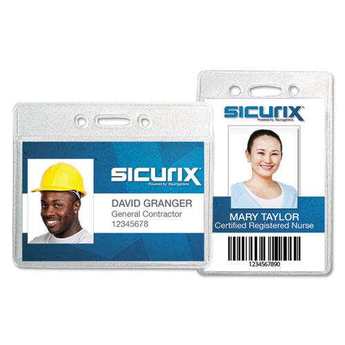 SICURIX Badge Holder, Horizontal, 2.13 x 3.38, Clear, 12/Pack. Picture 7