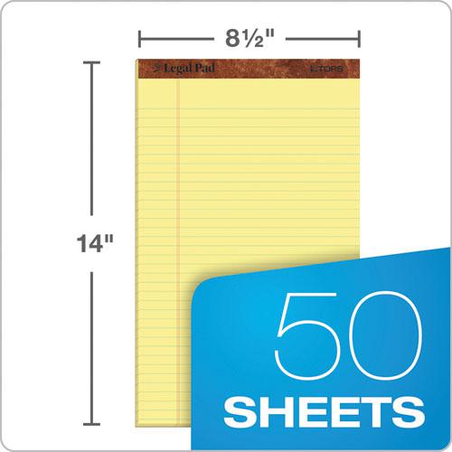 "The Legal Pad" Plus Ruled Perforated Pads with 40 pt. Back, Wide/Legal Rule, 50 Canary-Yellow 8.5 x 14 Sheets, Dozen. Picture 3