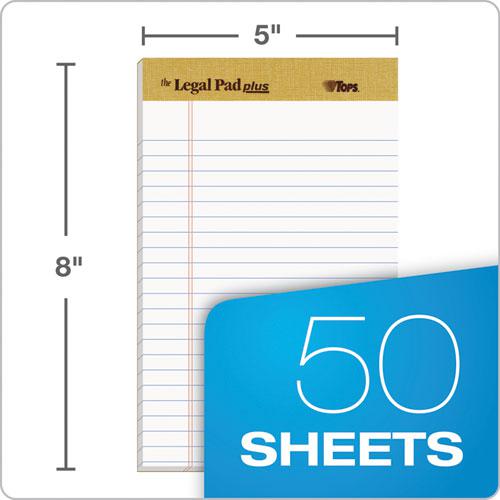 "The Legal Pad" Plus Ruled Perforated Pads with 40 pt. Back, Narrow Rule, 50 White 5 x 8 Sheets, Dozen. Picture 2
