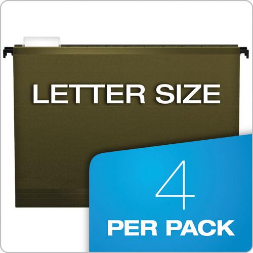 SureHook Hanging Pocket File, Letter Size, 1/5-Cut Tab, Standard Green, 4/Pack. Picture 7