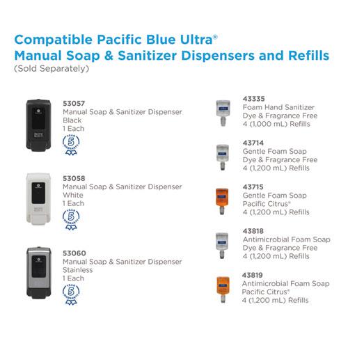 Pacific Blue Ultra Foam Soap Manual Dispenser Refill, Antimicrobial, Unscented, 1,200 mL, 4/Carton. Picture 6