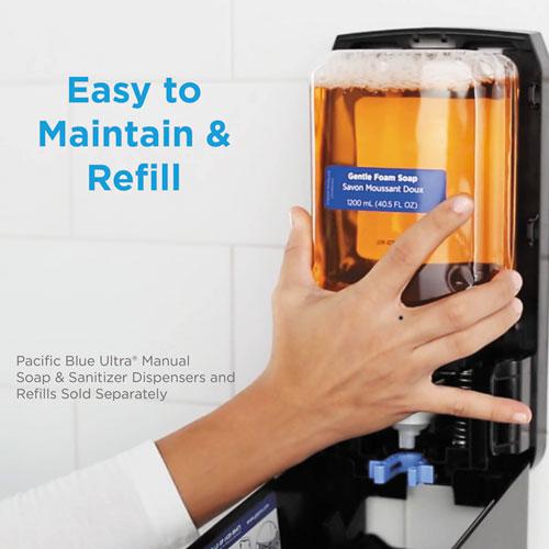 Pacific Blue Ultra Foam Soap Manual Dispenser Refill, Antimicrobial, Unscented, 1,200 mL, 4/Carton. Picture 8