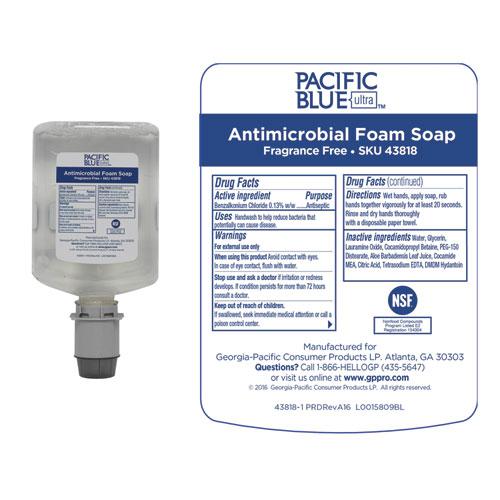 Pacific Blue Ultra Foam Soap Manual Dispenser Refill, Antimicrobial, Unscented, 1,200 mL, 4/Carton. Picture 3