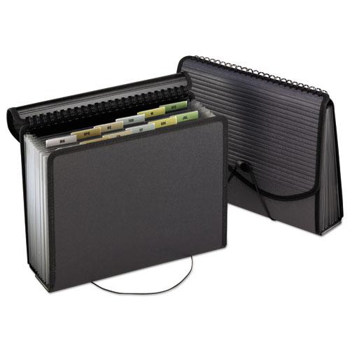 Spiral Poly Expanding File, 4" Expansion, 13 Sections, Cord/Hook Closure, 1/6-Cut Tabs, Letter Size, Smoke. Picture 1