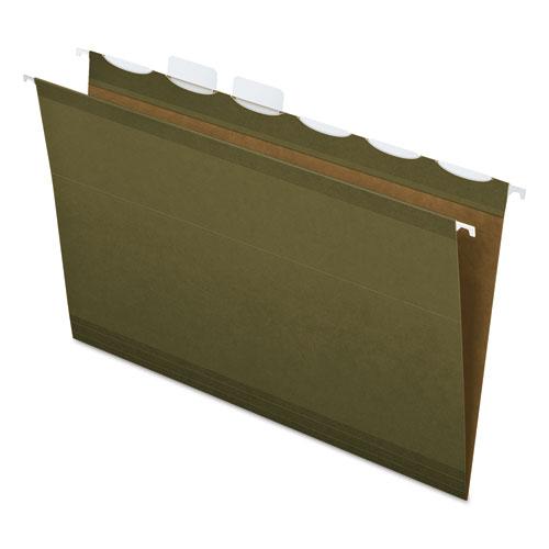 Ready-Tab Extra Capacity Reinforced Colored Hanging Folders, Legal Size, 1/6-Cut Tabs, Standard Green, 20/Box. Picture 1