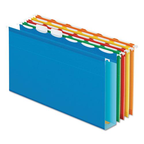 Ready-Tab Extra Capacity Reinforced Colored Hanging Folders, Legal Size, 1/6-Cut Tabs, Assorted Colors, 20/Box. Picture 1