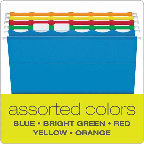 Ready-Tab Extra Capacity Reinforced Colored Hanging Folders, Legal Size, 1/6-Cut Tabs, Assorted Colors, 20/Box. Picture 4