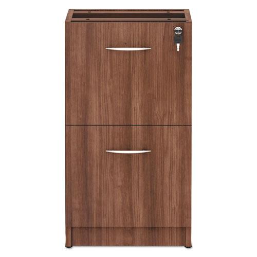 Alera Valencia Series Full Pedestal File, Left/Right, 2 Legal/Letter-Size File Drawers, Modern Walnut, 15.63" x 20.5" x 28.5". Picture 2